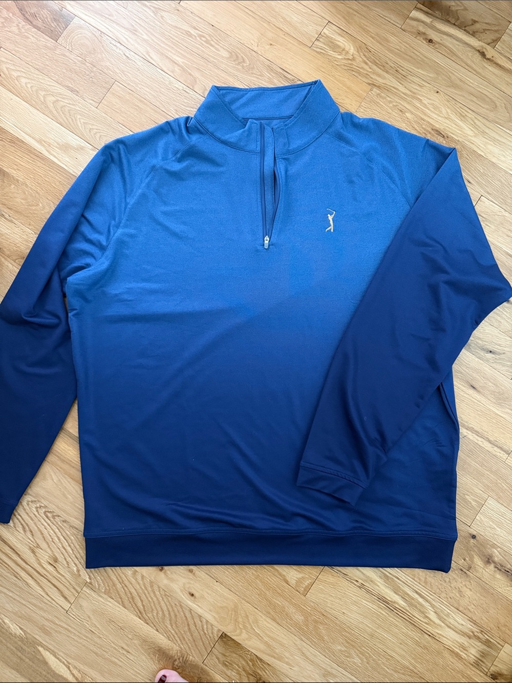 Peter Millar Two-Tone Blue Zip-Front Performance Pullover - TPC Gold Golfer